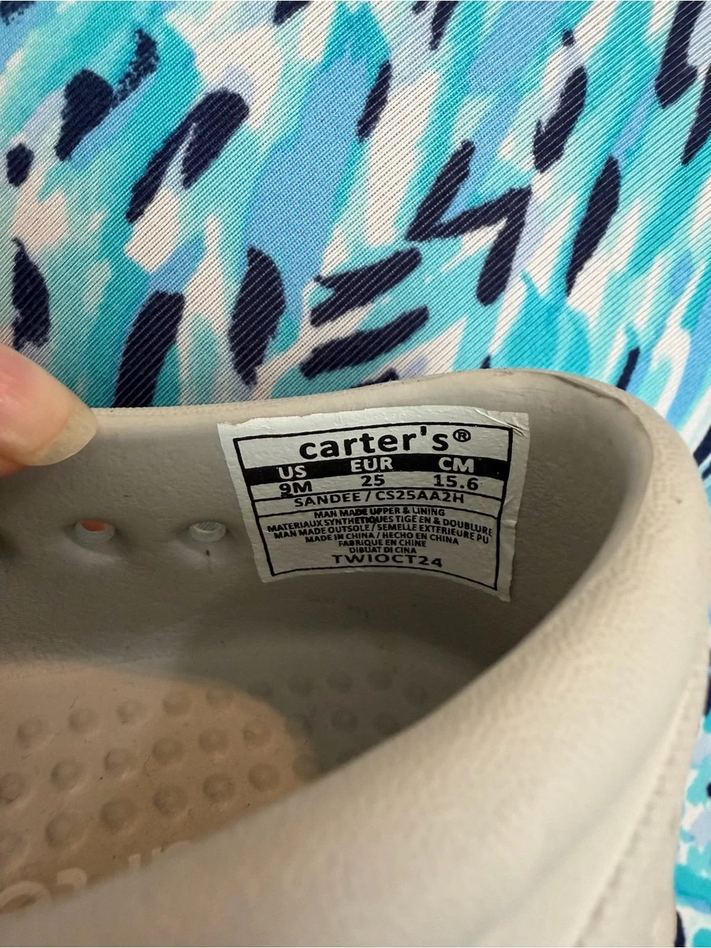 Carter's Gray Slip-On Kids Water Shoes with Blue Surf Charms Size 9 Like New